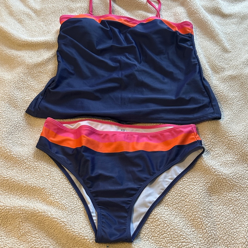 Navy and Pink Tankini Set